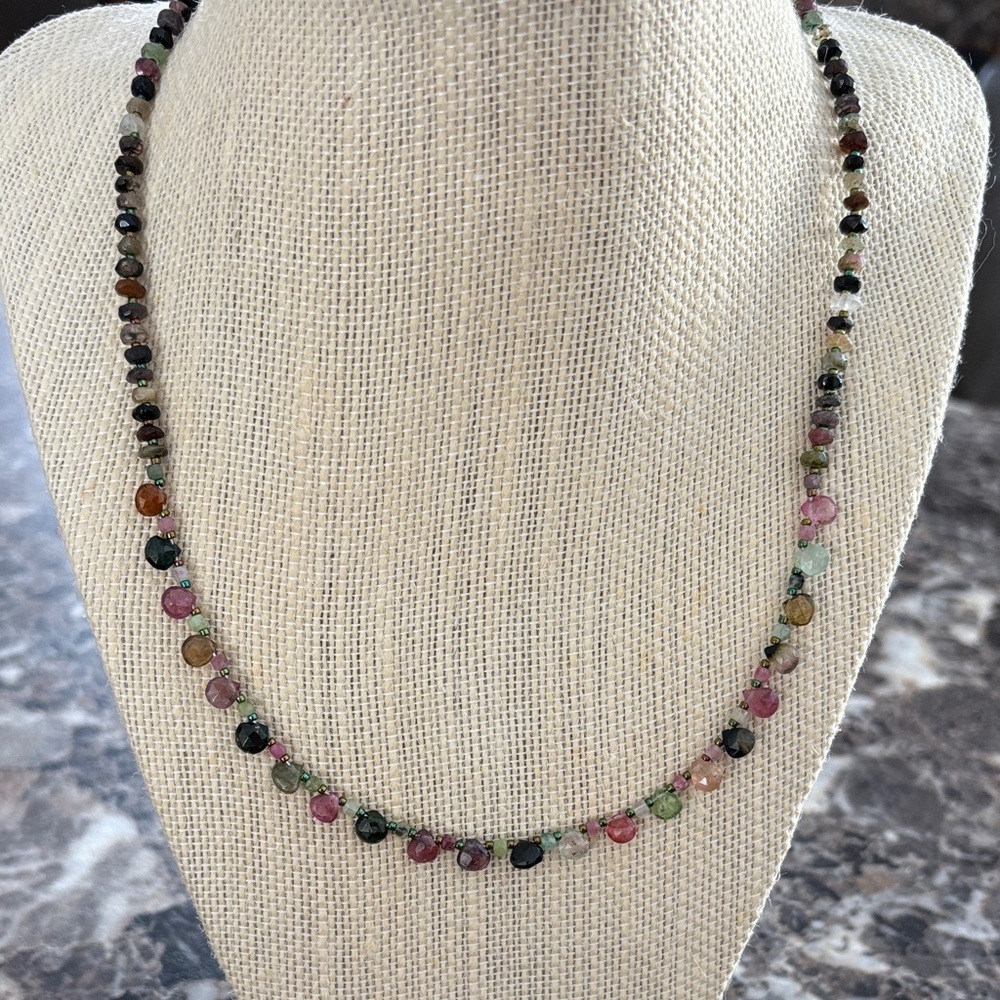 Watermelon Tourmaline Beaded Necklace